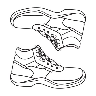 Vektör çizme simgesi hiking illüstrasyon doodle. Dağ ayakkabıları.