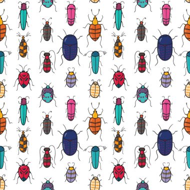 Komik hata ile sorunsuz doku farklı desenler, parlak renkleri el ile boyalı / vektör çizim doodle