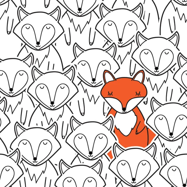 Schéma Vectoriel Sans Couture Avec Loups Renard Roux — Image vectorielle