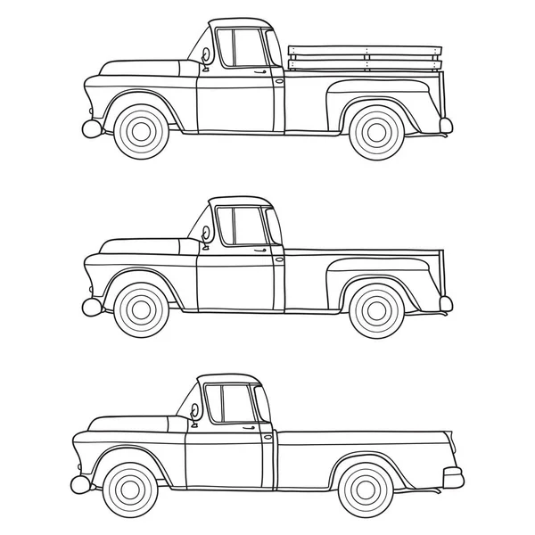 Klassischer Pickup Truck Doodle Style Vektor Illustration Überprüfen Sie Mein — Stockvektor