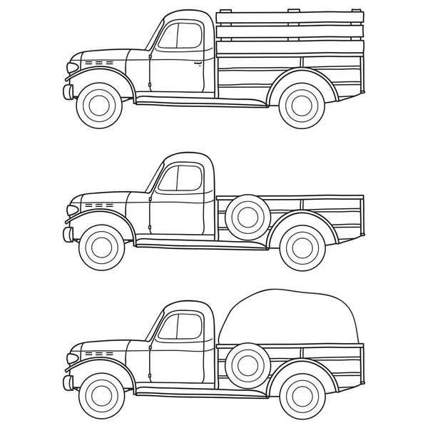 Klassischer Pickup Truck Doodle Style Vektor Illustration Überprüfen Sie Mein — Stockvektor