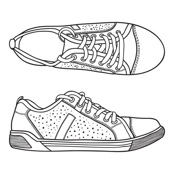 Ручні Кросівки Спортивне Взуття Doodle Векторні Ілюстрації — стоковий вектор