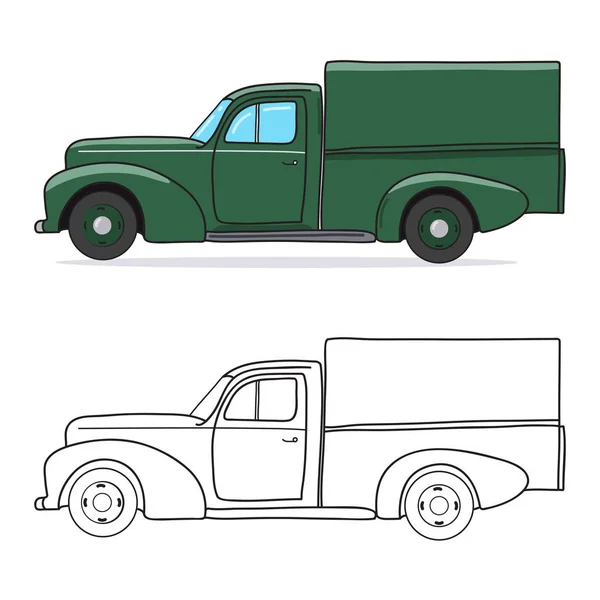 Pickup Truck Vektor Doodle Illustration — Stockvektor