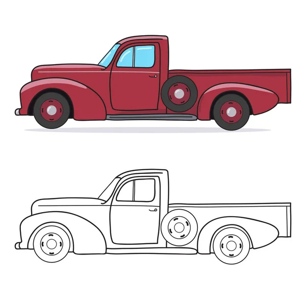 Pickup Truck Vektor Doodle Illustration — Stockvektor