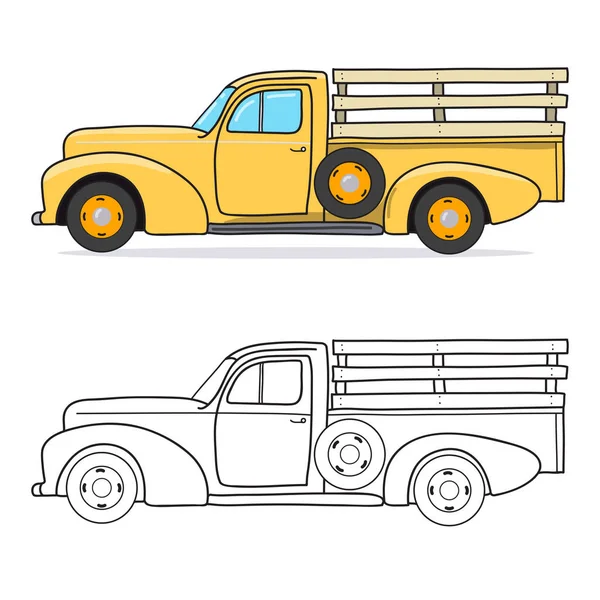 Pickup Truck Vectorillustratie Doodle — Stockvector