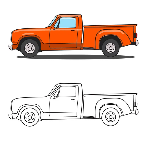 Pickup Truck Vectorillustratie Doodle — Stockvector