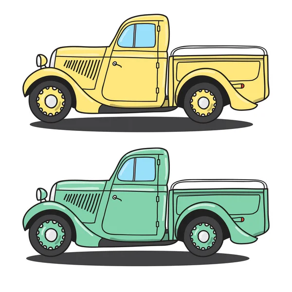 Una Camioneta Clásica Doodle Estilo Ilustración Vectorial Compruebe Cartera Para — Vector de stock