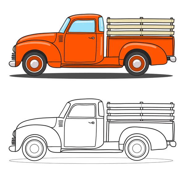 Pickup Truck Vectorillustratie Doodle — Stockvector
