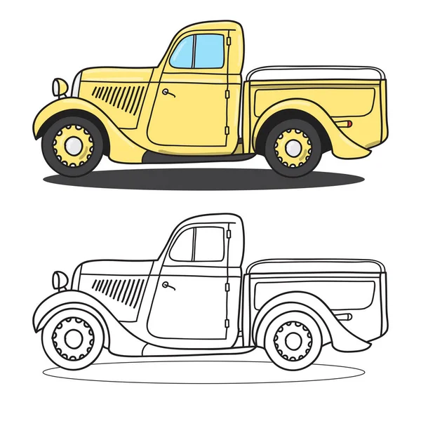 Klassieke Pick Truck Doodle Gestileerde Vectorillustratie Bekijk Mijn Portfolio Voor — Stockvector