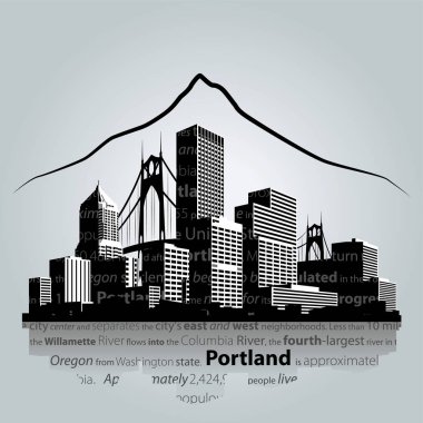 Portland şehir manzarası. Vektör çizim