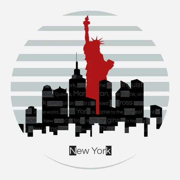 Διάνυσμα Στρογγυλή Ετικέτα Νέα Υόρκη Σκιαγραφία Ενάντια Στον Ήλιο — Διανυσματικό Αρχείο