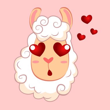 Sevgi dolu Lama. Alpaka. Vektör çizim