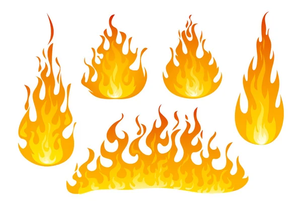 Fire Flames Vector Set — Stock Vector