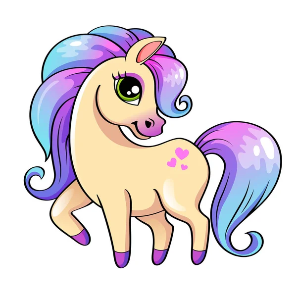 Cute Little Pony Vector Illustration Isolated White Background — Stock Vector