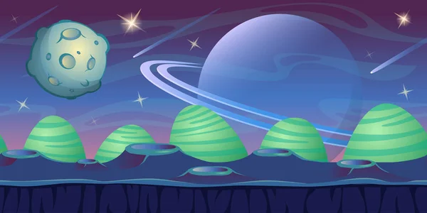Fantasy Space Background Game Blue Alien Landscape Background — Stock Vector