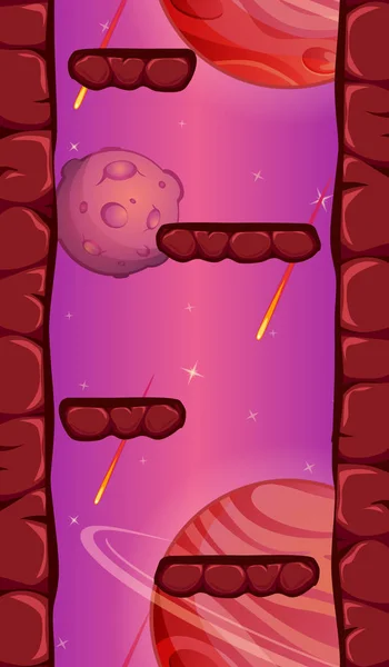Fantasy space background for 2d mobile game. Alien landscape. Vertical parallax game background
