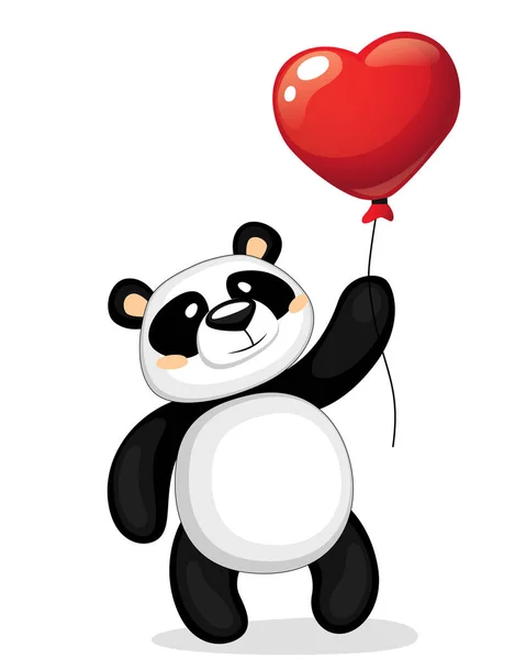 Panda Mit Herzballon — Stockvektor