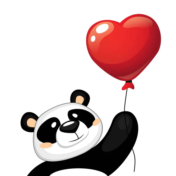 Panda Met Hart Ballon — Stockvector