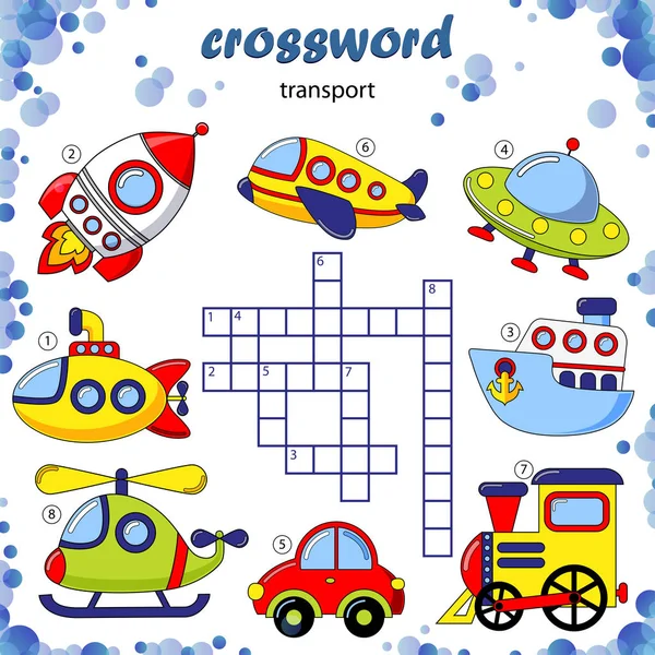 Crossword Puzzle Game Transport — Stock Vector