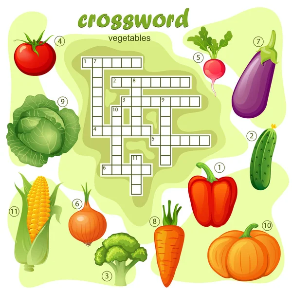 Jeu Mots Croisés Légumes — Image vectorielle