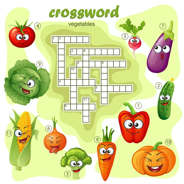 野菜のクロスワード パズル ゲーム 絵文字 — ストックベクタ