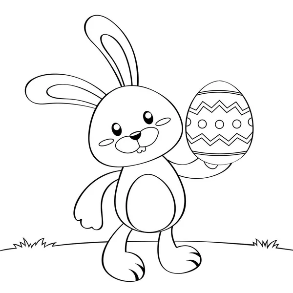 Lindo Conejito Pascua Dibujos Animados Con Huevo Pascua Ilustración Vectorial — Archivo Imágenes Vectoriales