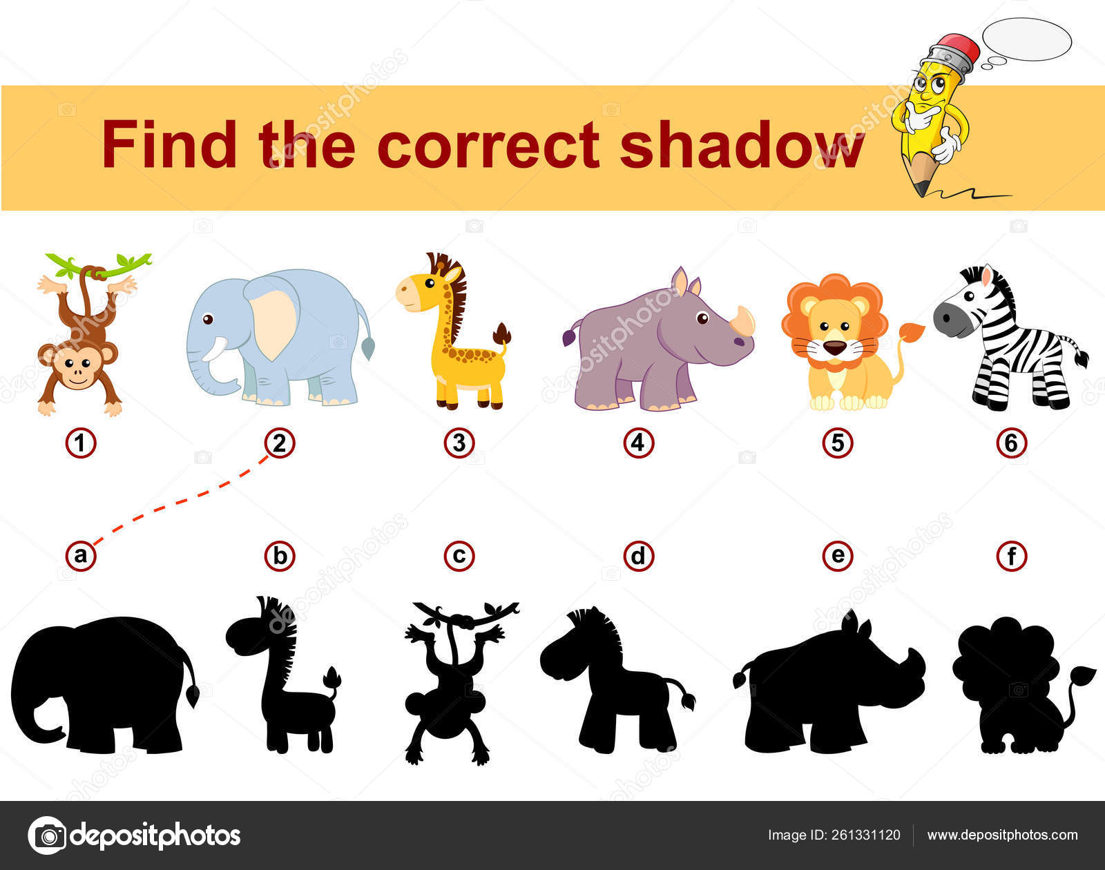 O jogo educacional para crianças encontra o conjunto de sombra