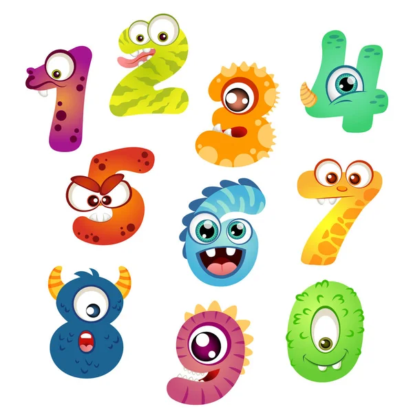 Set Van Cartoon Monster Nummers — Stockvector