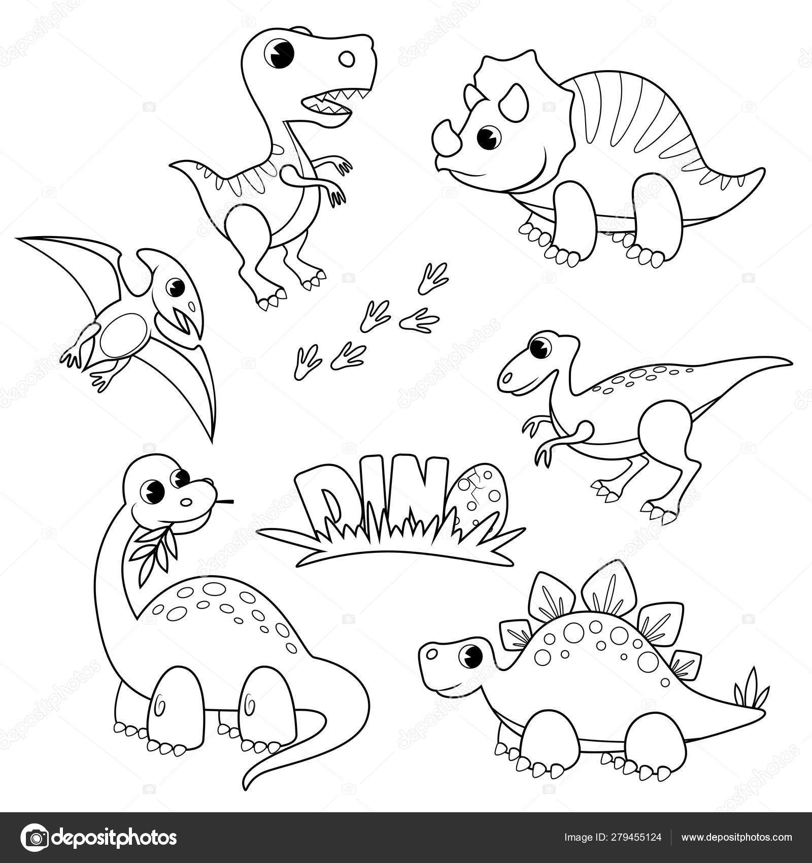 Desenho Simples Dos Desenhos Animados Pretos Dinossauro