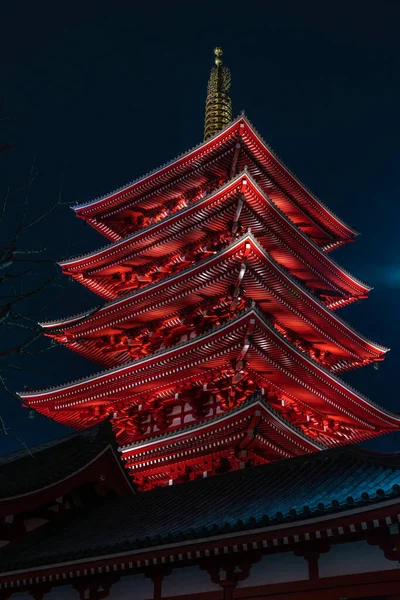 Emeleti Pagoda Senso Éjjel 2020 Április Asakusa Tokió Japán Japán — Stock Fotó