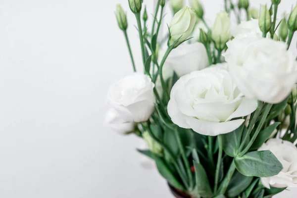 Bouquet of white flowers on white background