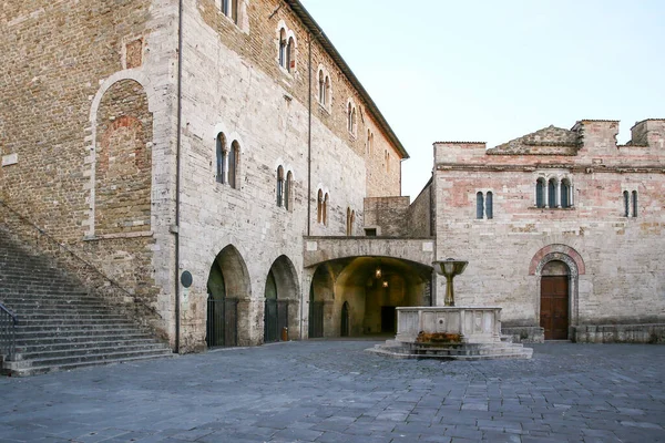 Bevagna Umbria Italia Piazza Silvestri Plaza Medieval Con San Silvestro —  Fotos de Stock