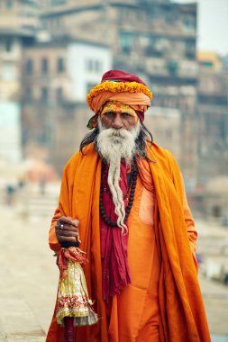 Hint Sadhu Baba 'nın portresi. Varanasi.