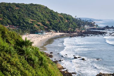 Goa 'daki tropik plajın güzel panoramik manzarası