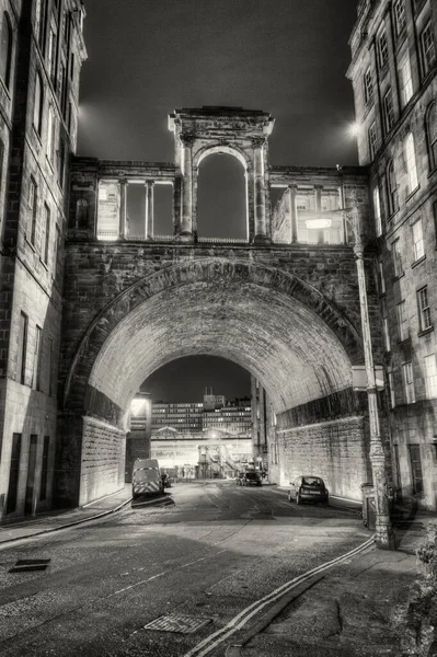 Black White Grainy Image Carlton Road Tunnel Waterloo Place Edinburgh — 스톡 사진