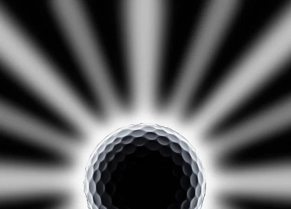 Single Golfball Mit Stern Und Sonnenfinsternis Effekt Auf Schwarzem Hintergrund — Stockfoto