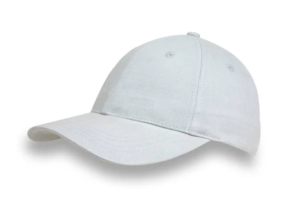 浅蓝色棒球帽 从侧面射出 白色背景下 有一个落影 — 图库照片