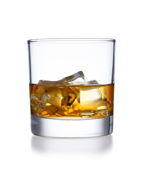 Isolated Tumbler Style Glass Whisky Ice Shot White Slight Reflection — Stock Photo, Image