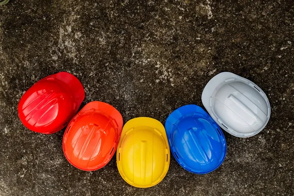 Caschi Sicurezza Sono Dispositivo Protezione Sicurezza Nei Cantieri Edili Lavoratori — Foto Stock