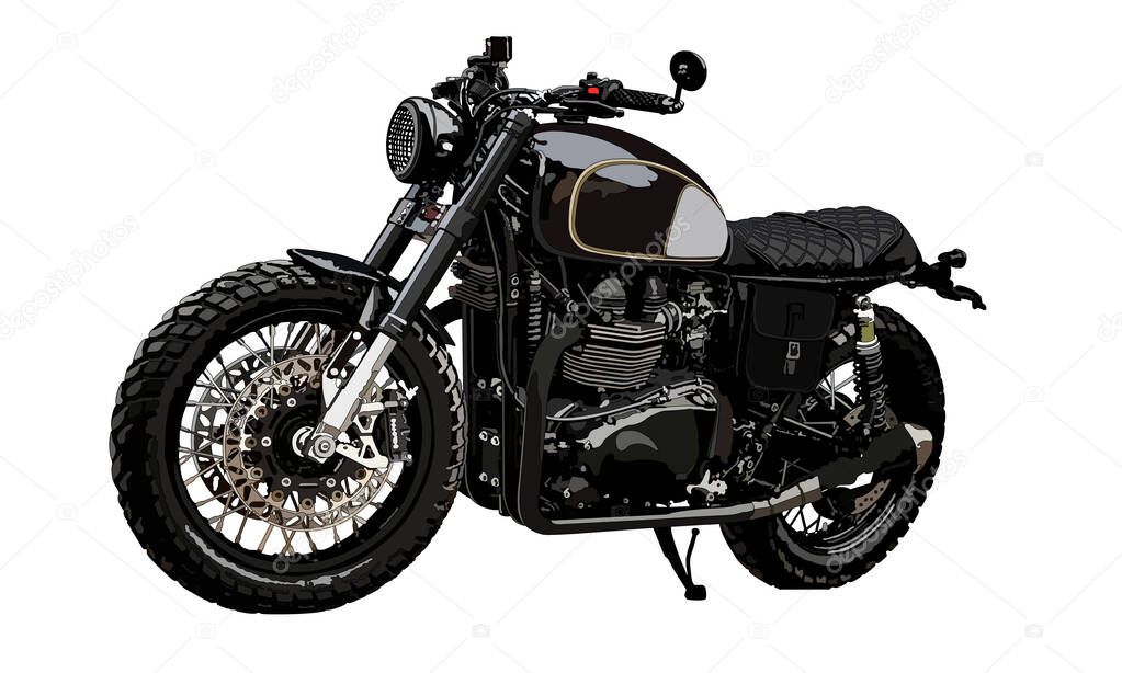 Classic scrambler motorcycle.Vintage custom. Motorbike vector illustration.