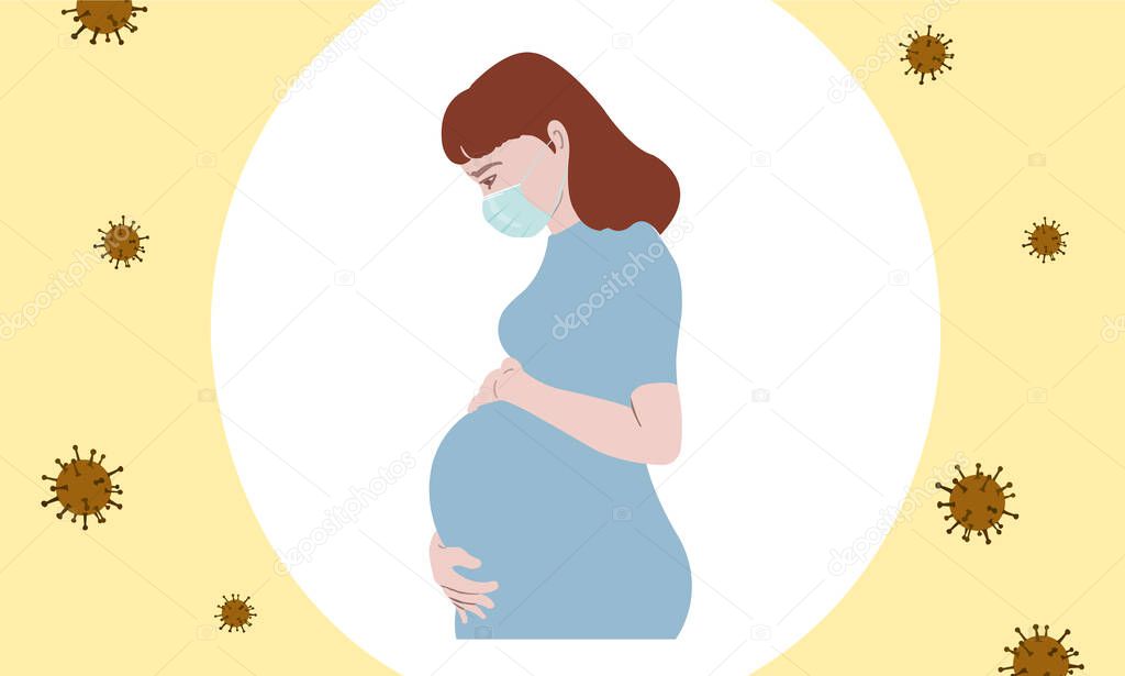 Worry about the baby In the womb.The Corona virus crisis (Covid-19) is spreading.Protect by wearing a mask and staying away from infected people.