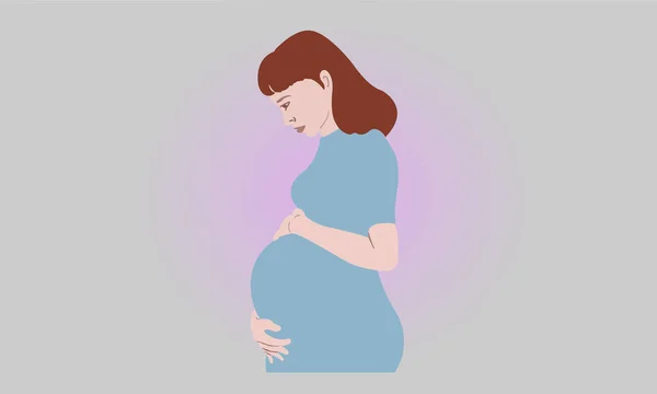 Schwangere Mädchen Vector Illustration Catching Den Bauch Warten Das Baby — Stockvektor