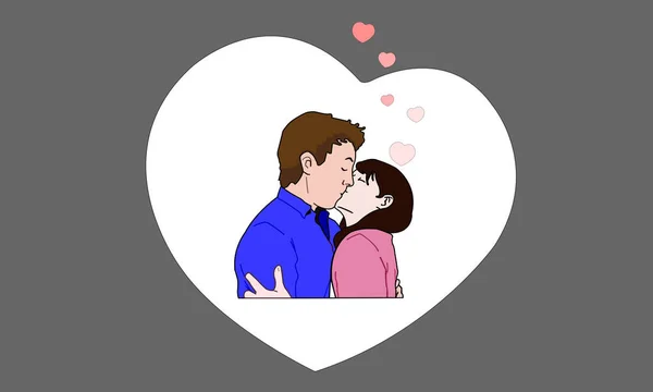 热恋的情侣浪漫的亲吻 彼此表达爱意和激情 — 图库矢量图片