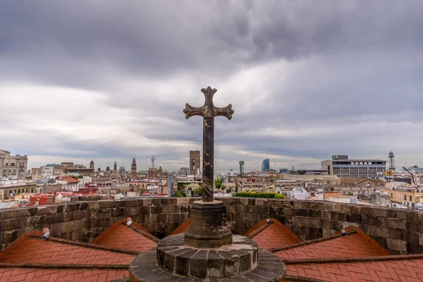 Uitzicht Daken Van Barri Gotic Vanaf Het Terras Van Kathedraal — Stockfoto