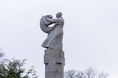 OSLO, NORway 27 Nisan 2018: Oslo 'daki Vigeland parkında heykel