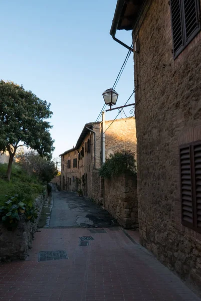 Für Die Gassen Von San Gimignano Italien — Stockfoto