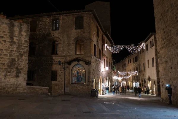 Nachts Für San Gimignano Italien — Stockfoto