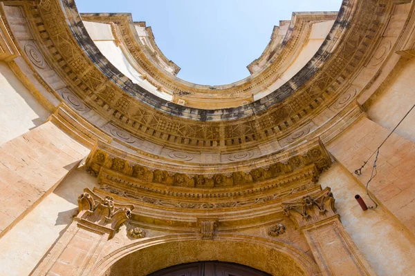 Részlet Homorú Homlokzat Templom Montevergine Vagy San Girolamo Noto Szicília — Stock Fotó
