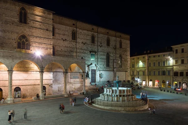 Perugia Olaszország 2017 Augusztus Perugia Történelmi Belvárosa Éjszaka Olaszország — Stock Fotó