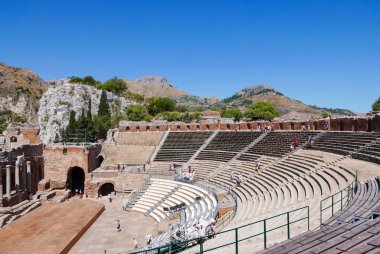 Taormina, Sicilya, İtalya 'daki Yunan tiyatrosu